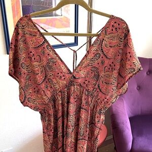 Paisley Print V-Neck Dress